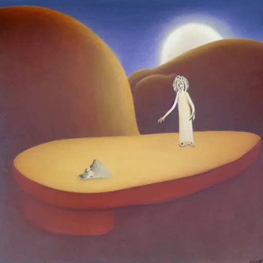 Prompt: an ethereal justin earl grant and leonora carrington painting titled'rock in the perfect ripple'