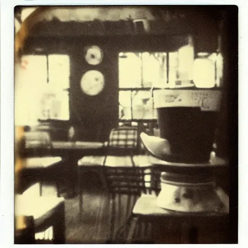 Prompt: a beautiful old Polaroid picture of a lovecraftian monster inside a coffee shop, award winning photography