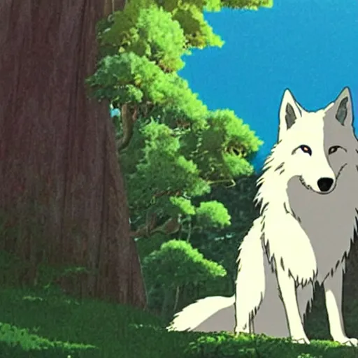 Prompt: human accompanied by a wolf, by Studio Ghibli, cinematic.