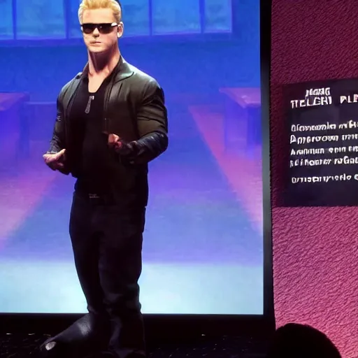 Image similar to albert wesker giving a tedtalk