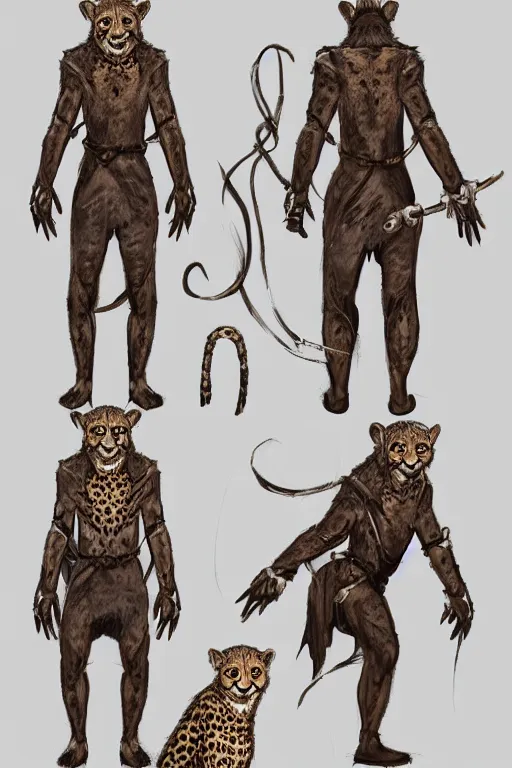 Image similar to Humanoid Cheetah, Animal face, D&D, Tabaxi, Simple plain robe attire, fantasy setting, character concept art