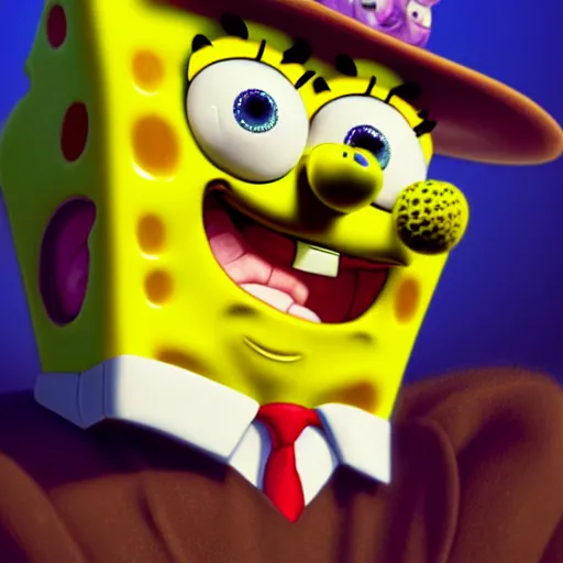 Image similar to perfectly - centered close - up face - portrait of evil spongebob, intricate, elegant, super highly detailed, professional digital painting, artstation, concept art, smooth, sharp focus, no blur, no dof, extreme illustration, unreal engine 5, 8 k, by anne stokes