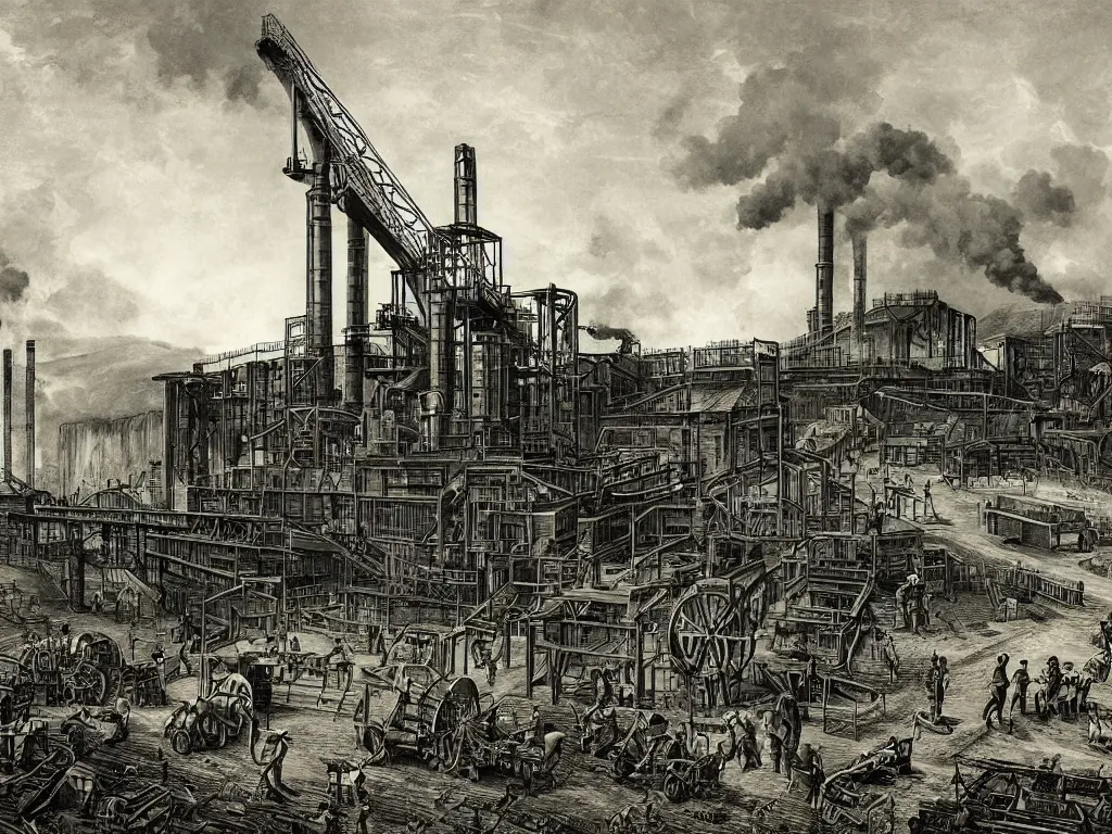 Image similar to industrial revolution, coal mine, miners