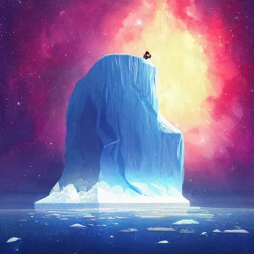 Prompt: an exposed iceberg floating in space with the universe inside, by anato finnstark, by alena aenami, by john harris, by ross tran, by wlop, by andreas rocha