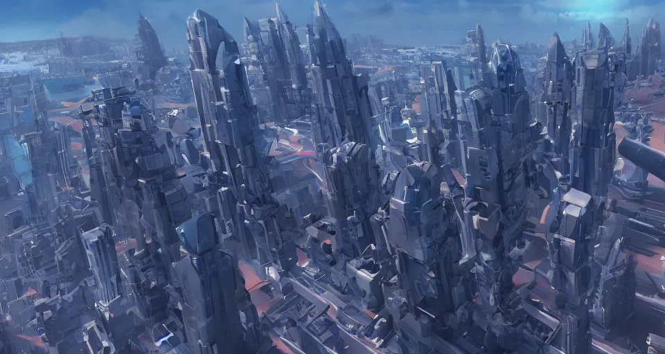 Prompt: view on futuristic city in the horizon, in style of crystalcore, detailed, sharp, 8 k