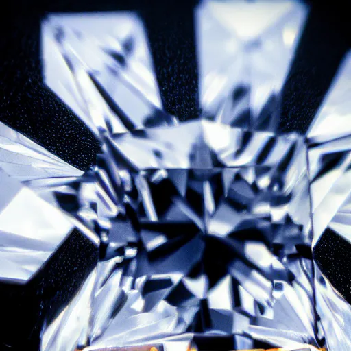 Image similar to a hyper detailed close up photograph of a diamond, sun in the background