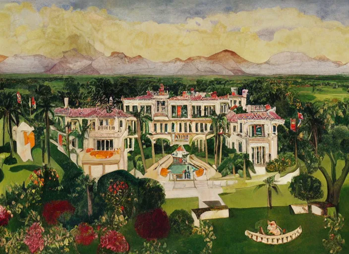 Prompt: Mar-a-Lago estate by otto dix