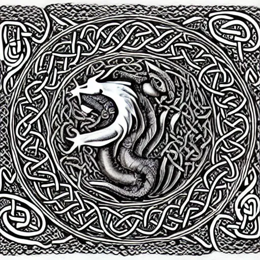 Prompt: Dragon's Head, highly detailed, celtic art style