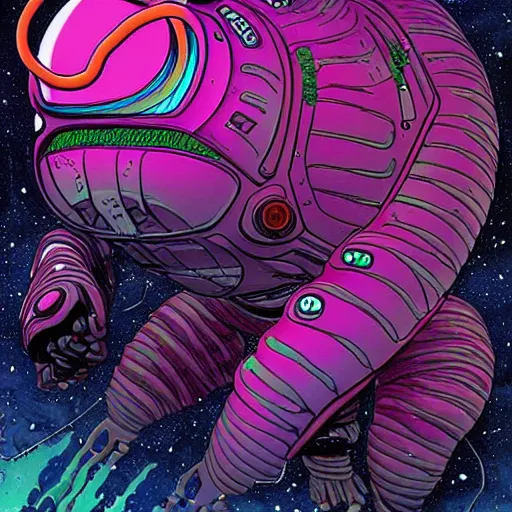 Image similar to the alien cosmic psychedelic tardigrade that awaits you at the end of all of space and time, by josan gonzalez