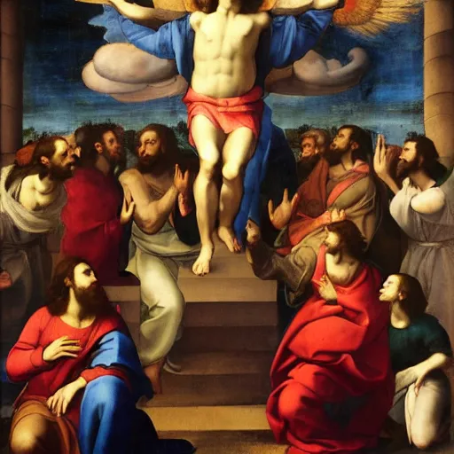 Prompt: ascension of Jesus by Raphael.