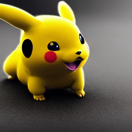 Image similar to extremely detailed high definition ultra focus super detailed hyper realistic Pikachu looking like a real animal real render 3d amazing beutiful lighting visceral hD 8k large