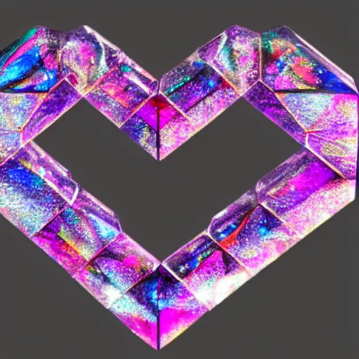 Image similar to crystallized cubed heart, 8k, detailed, very detailed