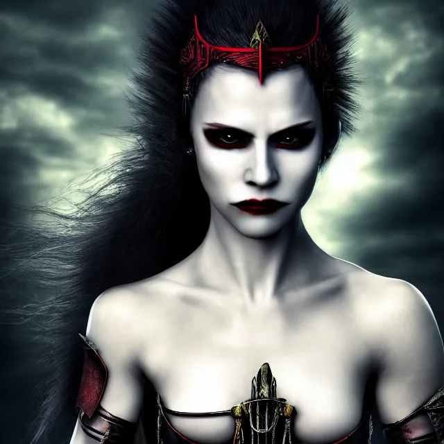 Prompt: photo of a vampire warrior queen highly detailed 8 k hdr smooth sharp focus high resolution award - winning photo