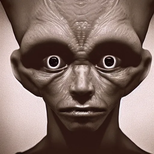 Image similar to an amazing award winning portrait photo of an alien on an unknown planet