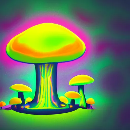 Image similar to adorable toadstools, psychedelic art, neon glow, behance hd, bokeh