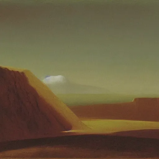 Prompt: painting of mysterious landscape with white big stronghold by George Stubbs, zdzisław beksiński, renaissance painting, oil painting, old master