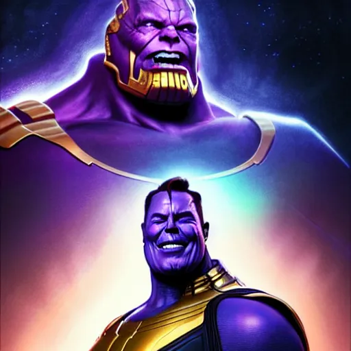 Image similar to elon musk as thanos in a Marvel movie by nuri iyem, james gurney, james jean, greg rutkowski, anato finnstark. hyper detailed, 50mm, award winning photography.