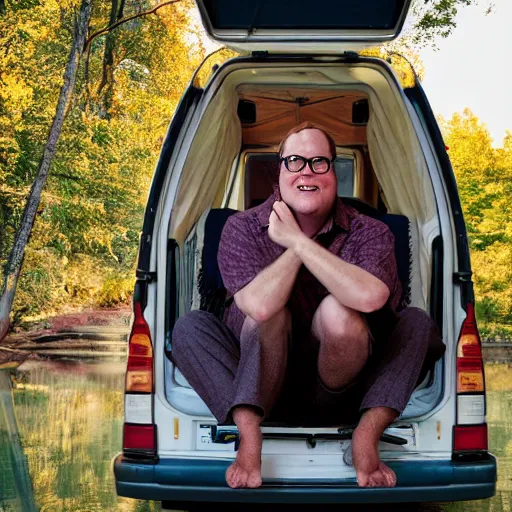 Prompt: Matt Foley living in a van down by the River, HDC-3200, ISO100, f/8, 1/125, 84mm, RAW Dual Pixel, Dolby Vision, Adobe