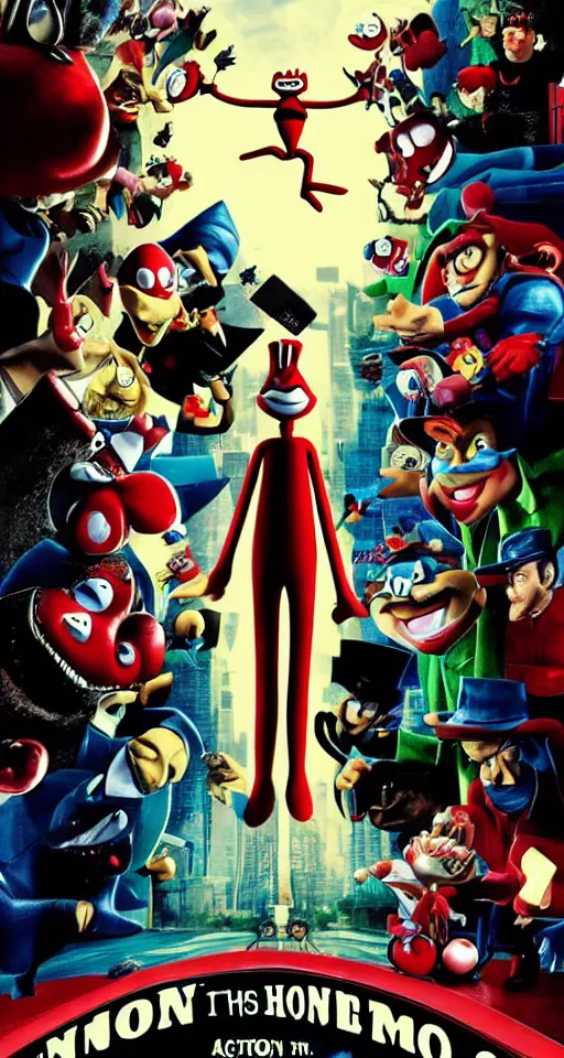 Image similar to movie poster for the noid vs the hamburglar, action, supernatural, directed by guillermo del toro