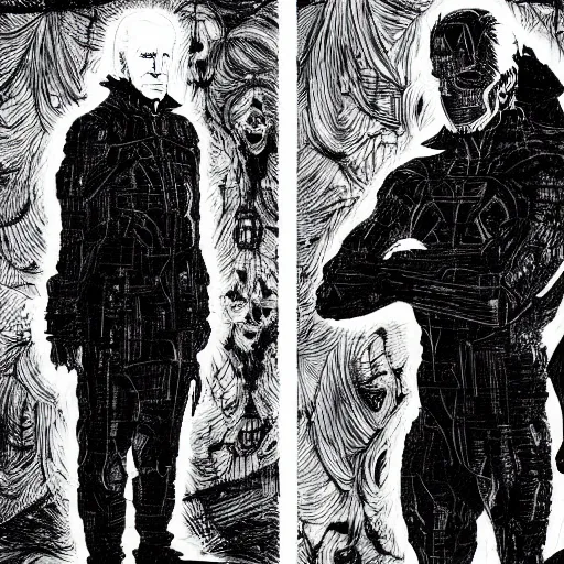 Image similar to Joe Biden looking sinister, by Tsutomu Nihei, highly detailed