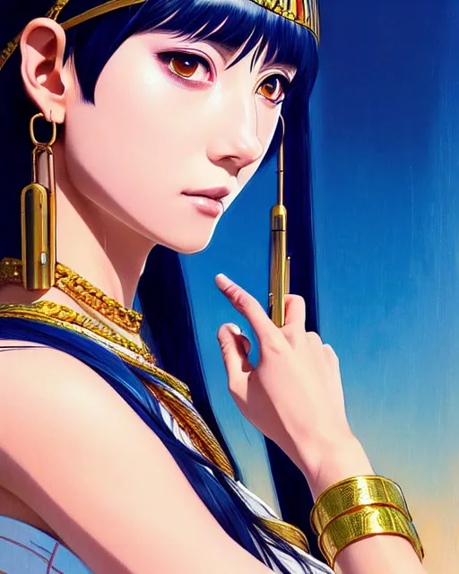 Image similar to portrait of cleopatra | | very very anime!!!, fine - face, audrey plaza, realistic shaded perfect face, fine details. anime. realistic shaded beautiful lighting poster by ilya kuvshinov katsuhiro otomo ghost - in - the - shell, magali villeneuve, artgerm, jeremy lipkin and michael garmash and rob rey