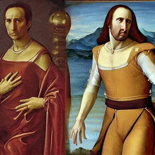 Prompt: Nicolas Cage as Empress Renaissance painting
