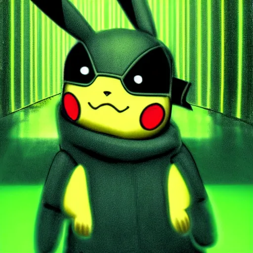 Image similar to pikachu in the matrix, 4k photograph