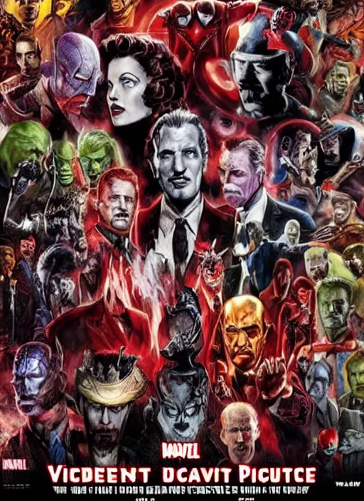 Image similar to vincent price in the marvel cinematic universe, official poster artwork, movie poster, highly detailed