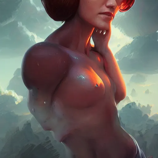 Image similar to portrait of a glazed bundt cake head on top of a woman\'s body , full of details, ultradetailed, matte painting, concept art, smooth, by Jordan Grimmer and by artgerm and by krenz cushart