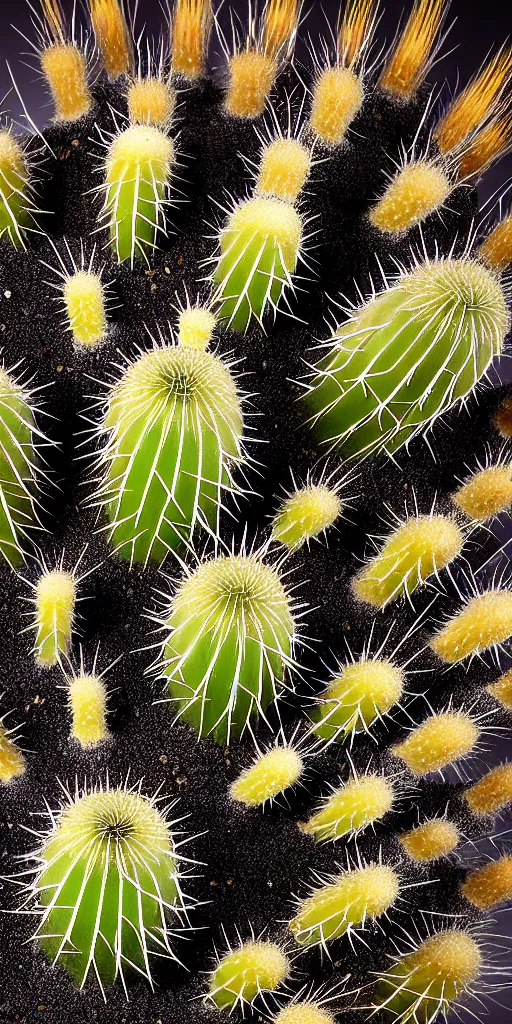 Prompt: professional photo shot of a scutigera cactus made of silica crystal spikes, melted with rocks in the background, microscopic picture, droplets of water, grimy, gritty, trending on artstation, award winning, close shot, by aleks labuda and barry webb