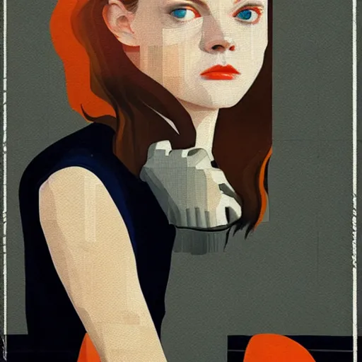 Image similar to Elle Fanning in a David Fincher film picture by Sachin Teng, asymmetrical, dark vibes, Realistic Painting , Organic painting, Matte Painting, geometric shapes, hard edges, graffiti, street art:2 by Sachin Teng:4