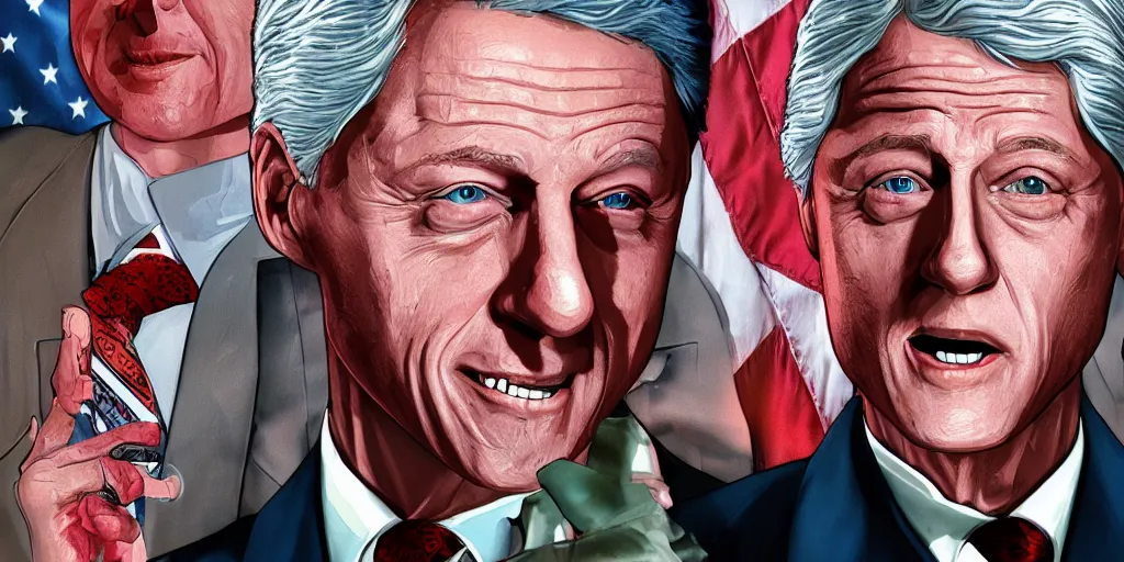 Prompt: bill clinton in gta v, cover art by stephen bliss, boxart, loading screen, 8 k resolution