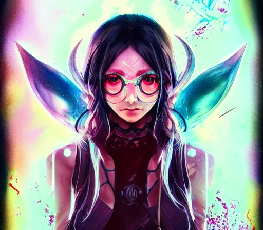 Image similar to a Demon Slayer FAN art portrait of grown up Mitsuri Kanroji ,by Stanely Artgerm,Tom Bagshaw,arthur adams,Carne Griffiths,trending on DeviantArt,street art,face enhance,chillwave,maximalist,full of color,glittering