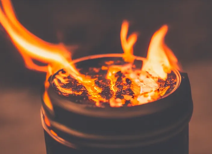 Image similar to dslr photo still of a jar filled with fire, 8 5 mm f 1. 8