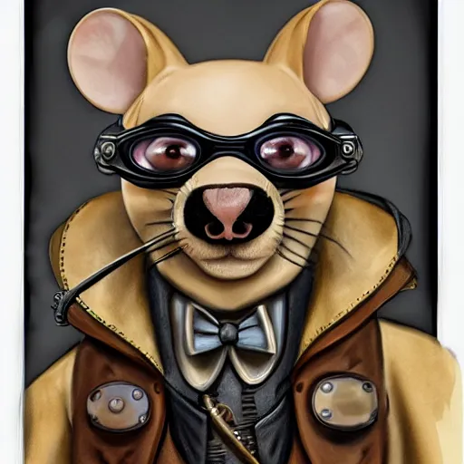 Image similar to a rat with steampunk googles, by studio 4c