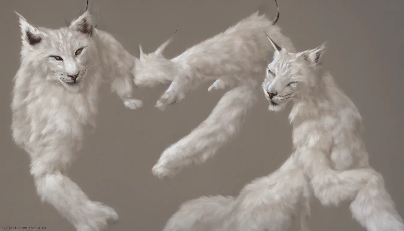 Image similar to white anthropomorphic lynx, furry art