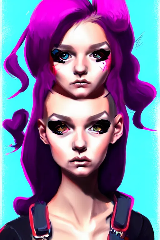 Image similar to a cute girl punk inspired by art Artstation Alena Zmienko, sketch, photoshop