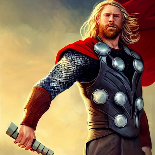 Image similar to thor, god of thunder, art by wlop