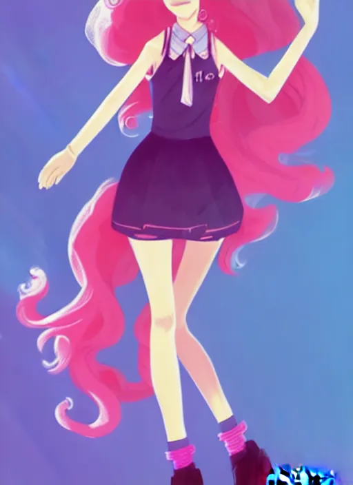 Image similar to female character inspired by 9 0's fashion and by madeline from celeste, art by rossdraws