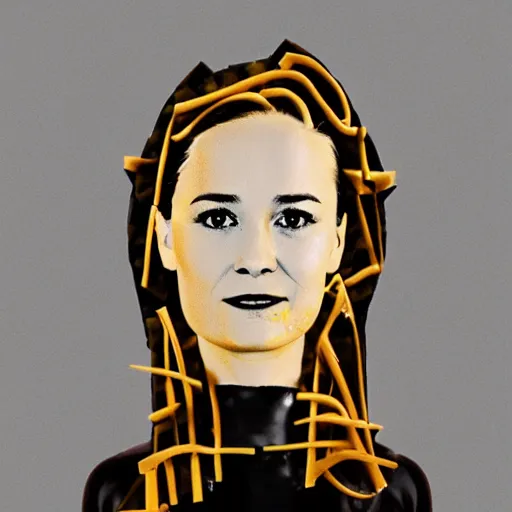 Image similar to a portrait made out of cheese of brie larson