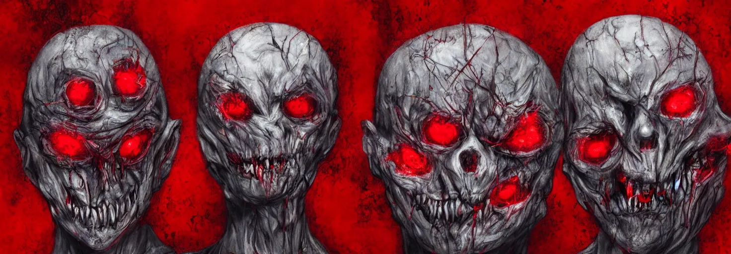 Prompt: ''creepy faces, void, souls, red background, creepy art, horror, artwork, digital paintting, nightmare, ultra detailed, concept art, 8 k, high quality''