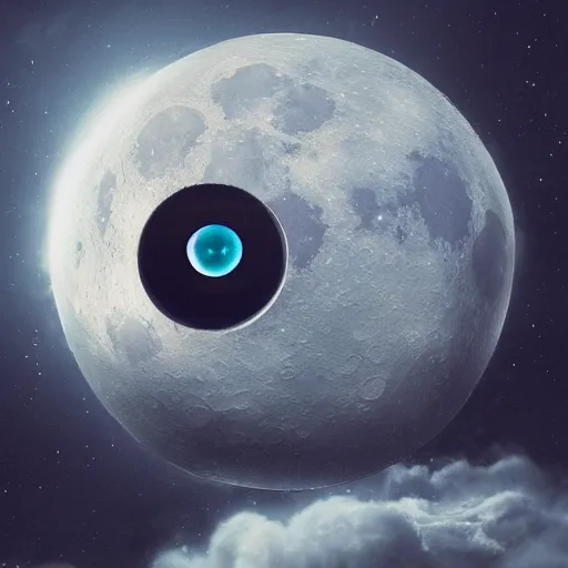 Image similar to detailed masterpiece ofthe moon with cartoon eyes and mouth on it, old photo, detailed, sci - fi, technology, digital art, art station, beeple