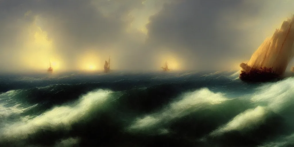 Prompt: Concept Art of cinematography of Terrence Malick film by Ivan Aivazovsky