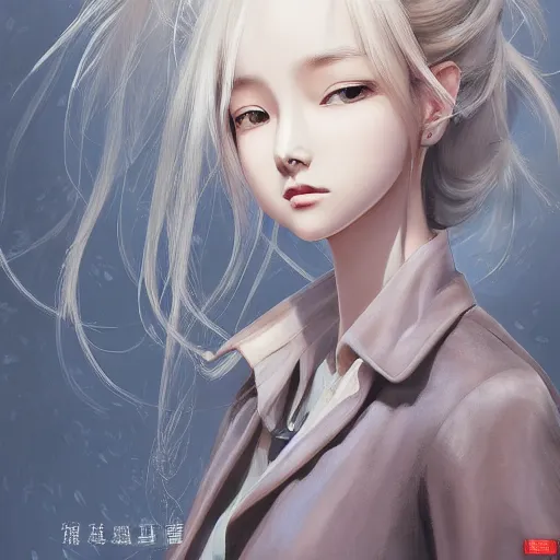 Image similar to dynamic composition, motion, ultra-detailed, incredibly detailed, a lot of details, amazing fine details and brush strokes, colorful and grayish palette, smooth, HD semirealistic anime CG concept art digital painting, watercolor oil painting of a young office lady, by a Chinese artist at ArtStation, by Huang Guangjian, Fenghua Zhong, Ruan Jia, Xin Jin and Wei Chang. Realistic artwork of a Chinese videogame, gradients, gentle an harmonic grayish colors.