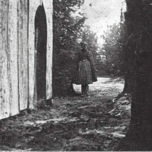 Image similar to a creepy woman in the distance, in a liminal space, early 1 9 0 0 s photo