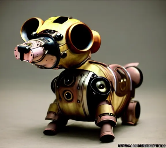 Image similar to futuristic steampunk ferret - shaped pet - robot, steampunk ferret - inspired robot, borderlands - inspired ferret - shaped robot