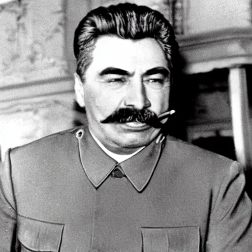 Image similar to Joseph Stalin eating a hamburger