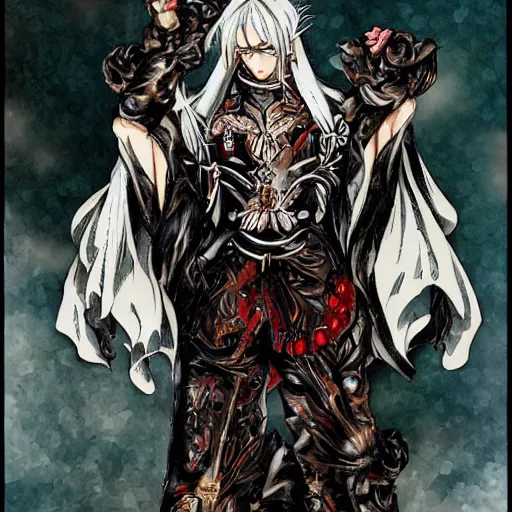 Prompt: Bishonen Mairon in the style of Ayami Kojima