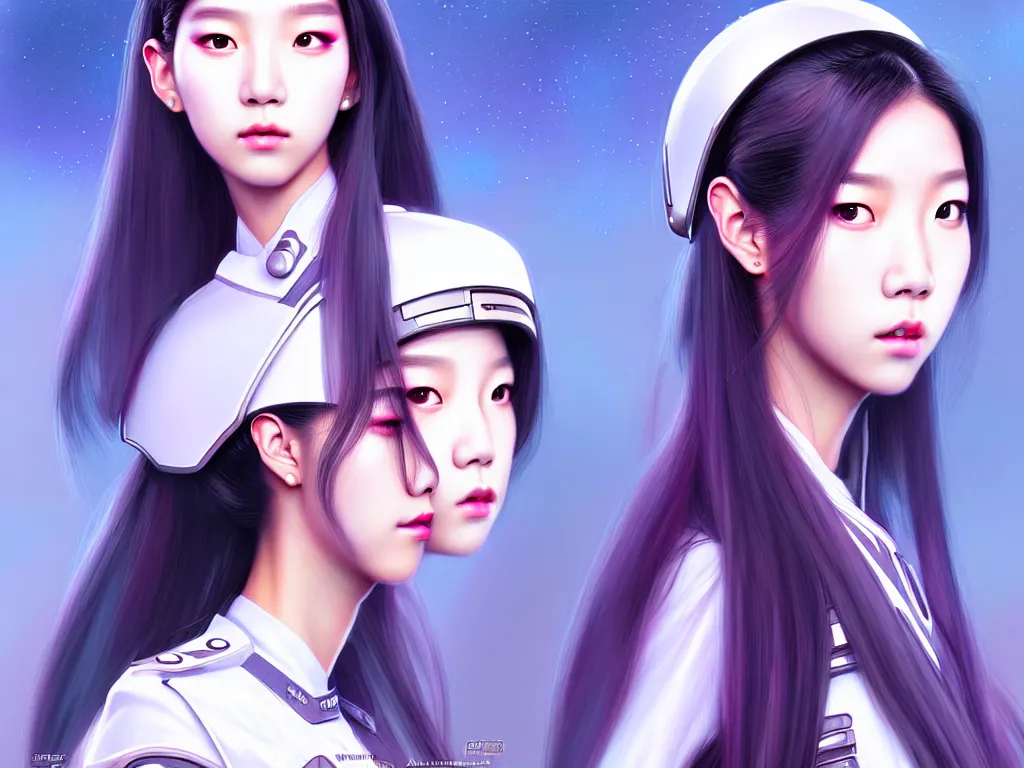 Image similar to portrait jisoo from blackpink futuristic korea police uniform girl, at future neon light rooftop, ssci - fi and fantasy, intricate and very very beautiful and elegant, highly detailed, digital painting, artstation, concept art, smooth and sharp focus, illustration, art by tan zi and ayanamikodon and alphonse mucha and wlop