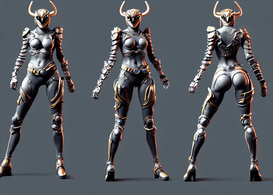 Image similar to female kamen rider character concept art sprite sheet of abstract tiger concept, big belt, horns, human structure, concept art, hero action pose, human anatomy, intricate detail, hyperrealistic art and illustration by irakli nadar and alexandre ferra, unreal 5 engine highlly render, global illumination